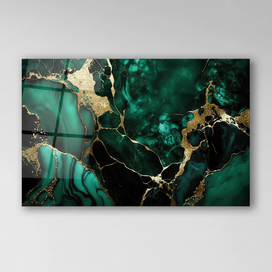 Emerald Marbre Tableau en Verre Trempé