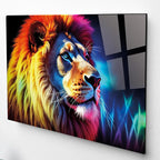 Colorful Lion Glass Wall Art - LUXARTDECO