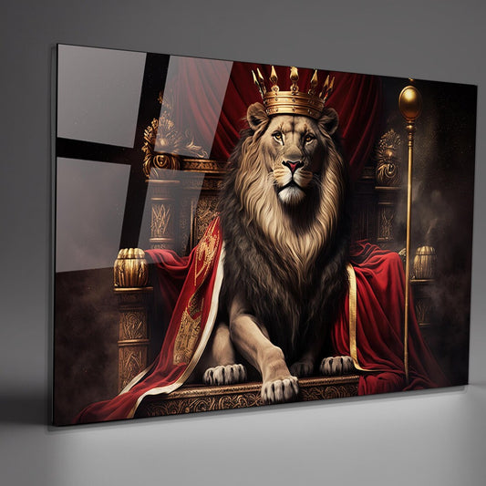 King Lion Glas Wall Art