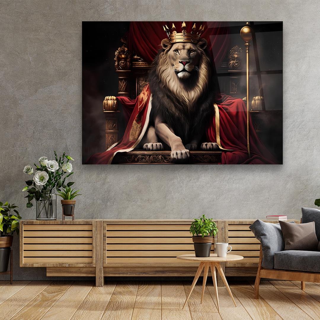 King Lion Glas Wall Art