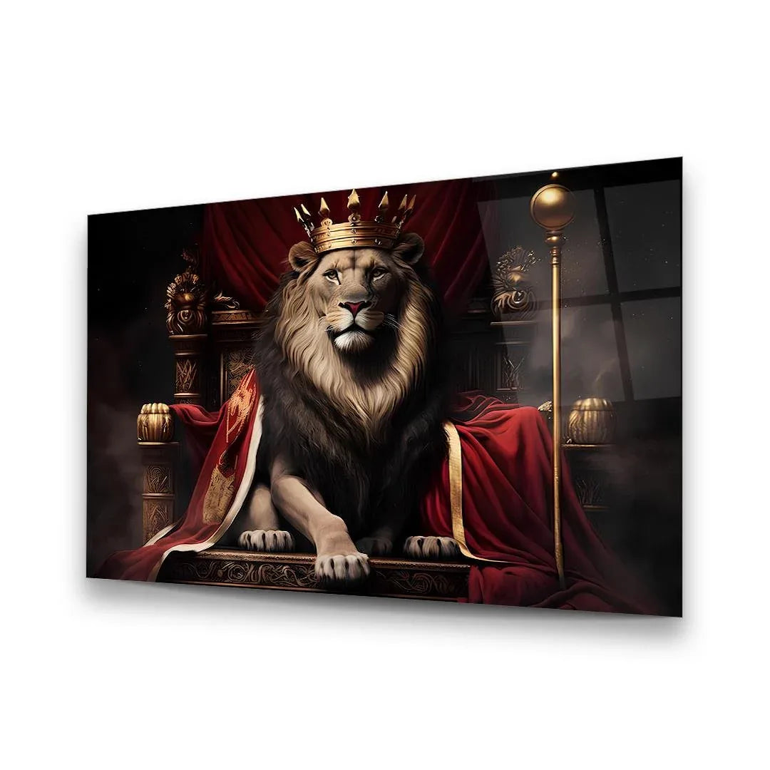 Regal Lion Glass Wall Art - LUXARTDECO