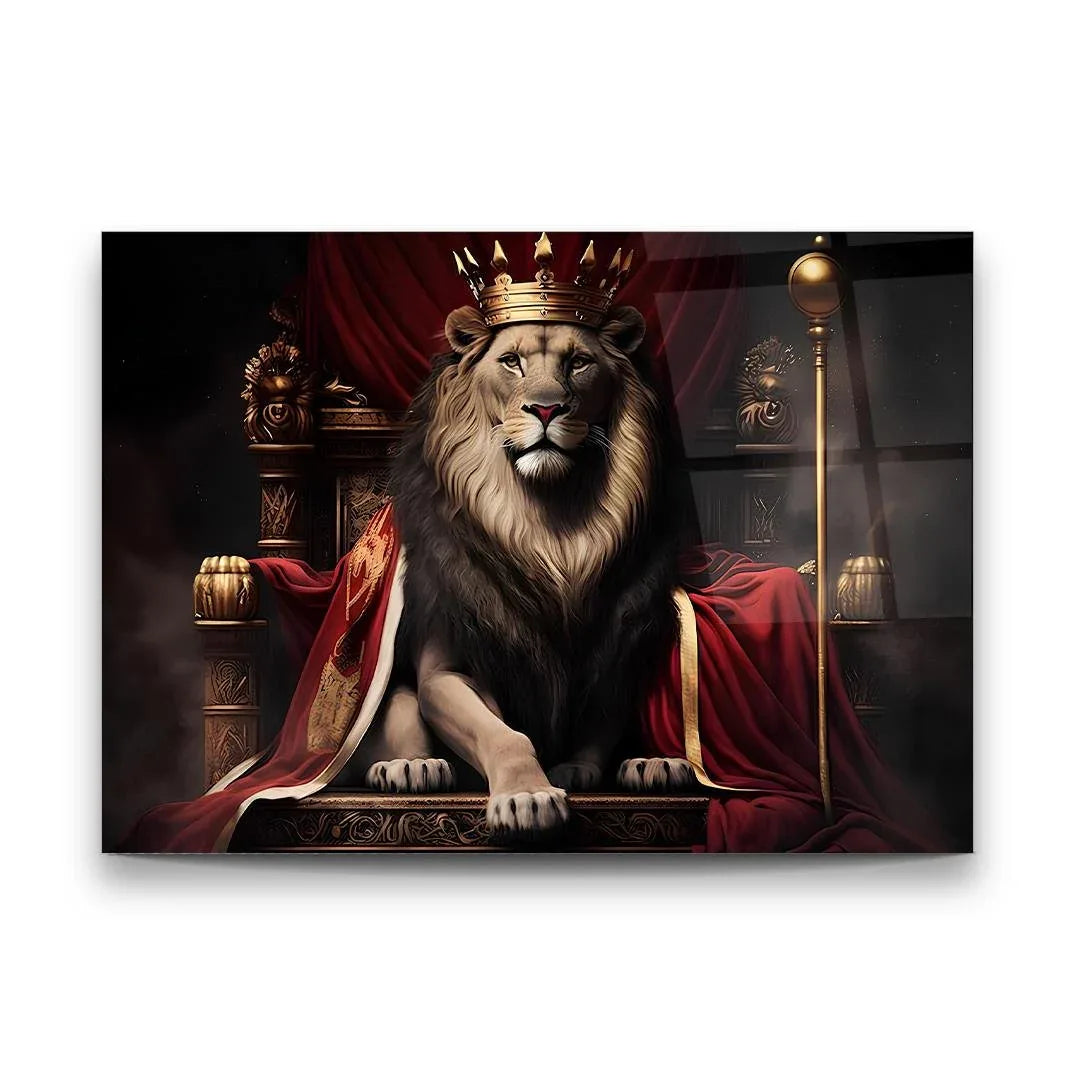 Regal Lion Glass Wall Art - LUXARTDECO