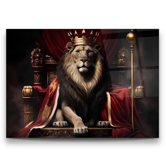 Regal Lion Tableau en Verre Trempé