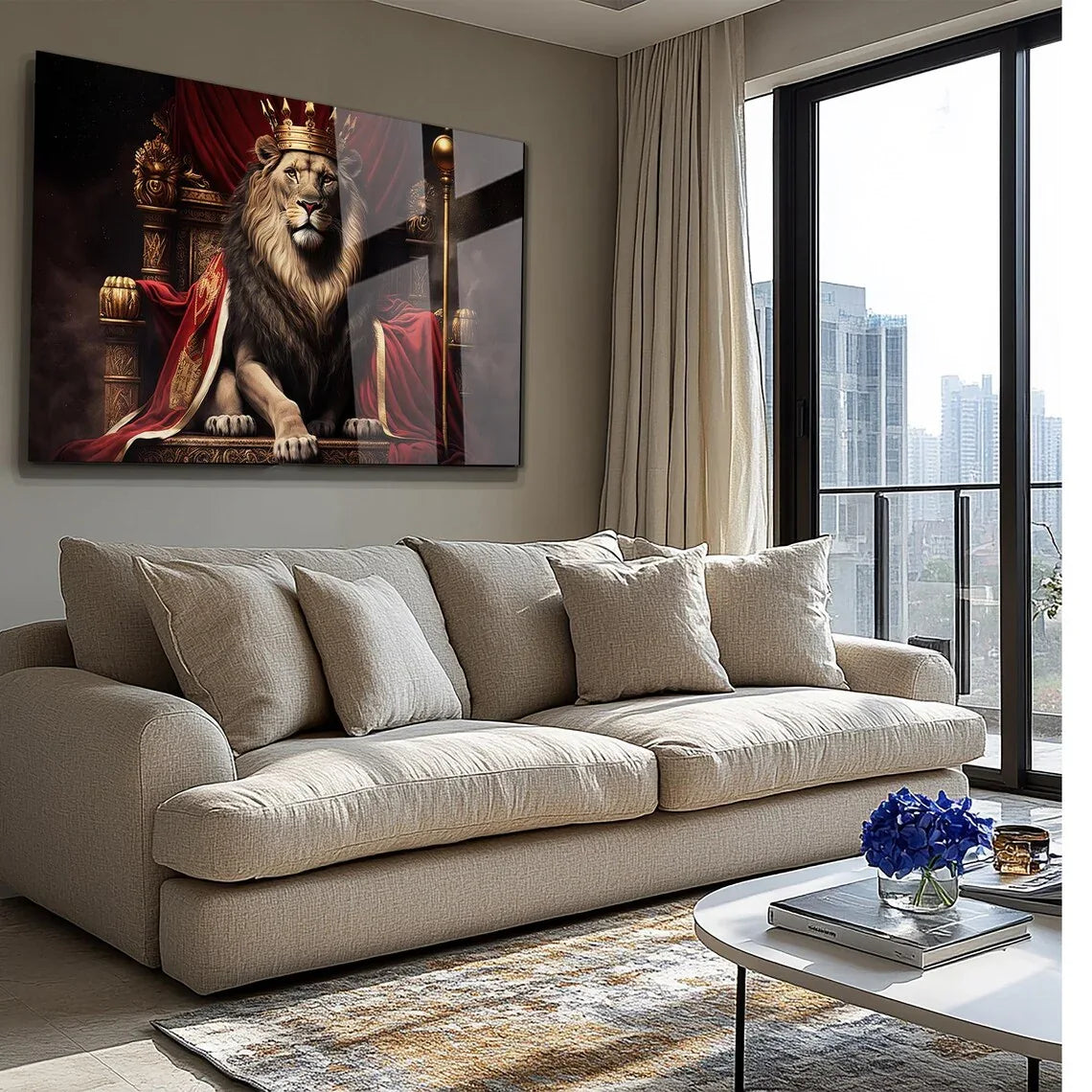 Regal Lion Glass Wall Art - LUXARTDECO