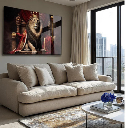 Regal Lion Glass Wall Art - LUXARTDECO
