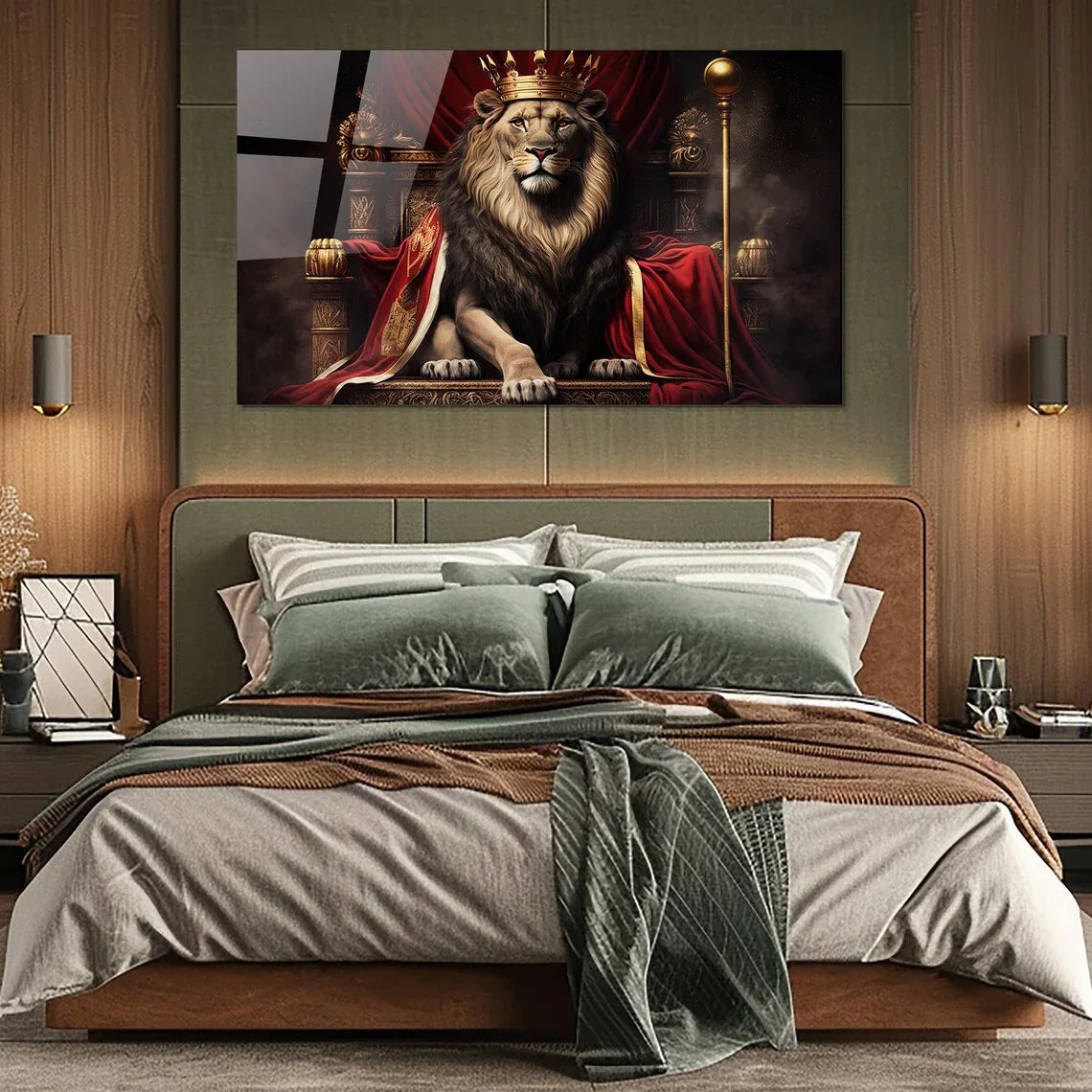 Regal Lion Glass Wall Art - LUXARTDECO