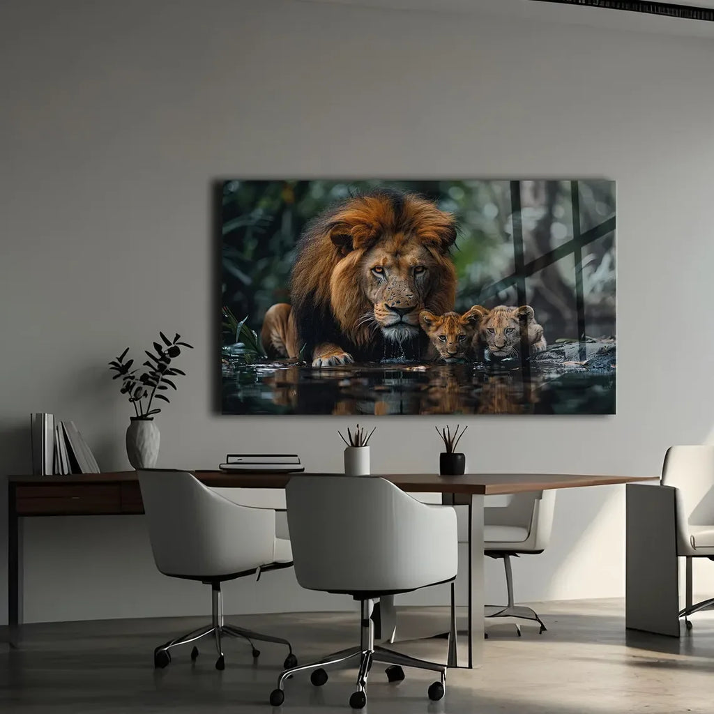 Majestic Lion Glass Wall Art - LUXARTDECO
