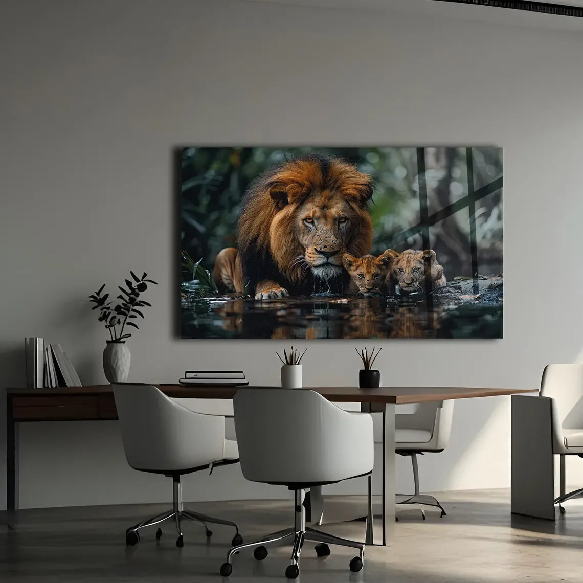 Majestic Lion Glass Wall Art - LUXARTDECO