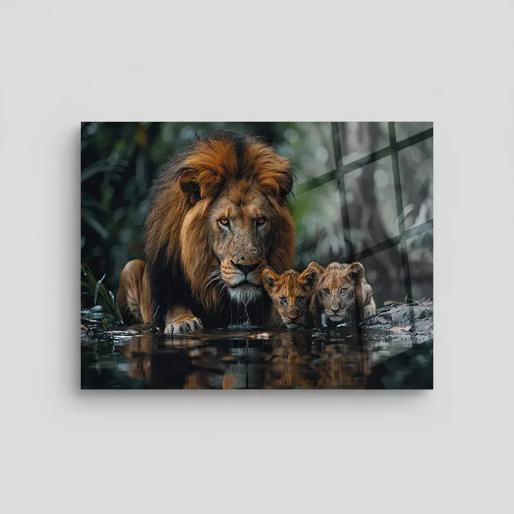 Majestic Lion Glass Wall Art - LUXARTDECO