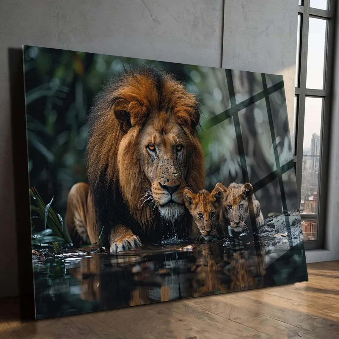 Majestic Lion Glass Wall Art - LUXARTDECO