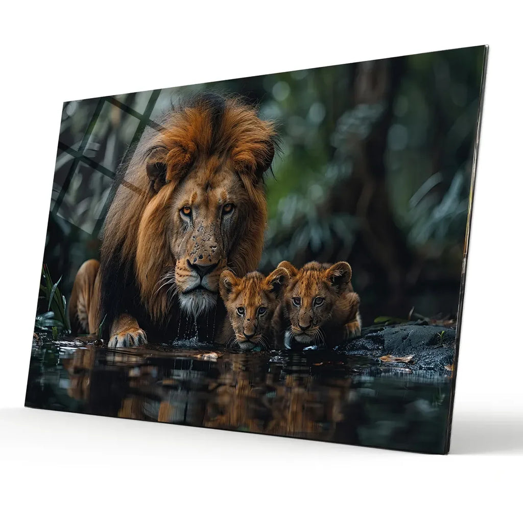 Majestic Lion Glass Wall Art - LUXARTDECO