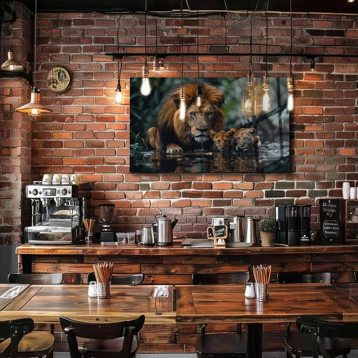 Majestic Lion Glass Wall Art - LUXARTDECO
