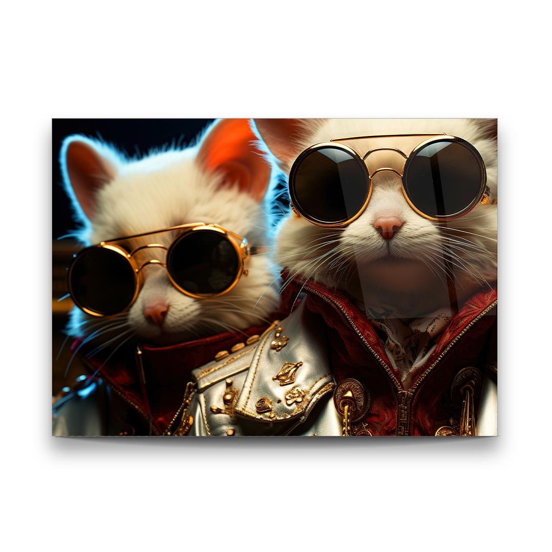 Funny Cats Glass Wall Art