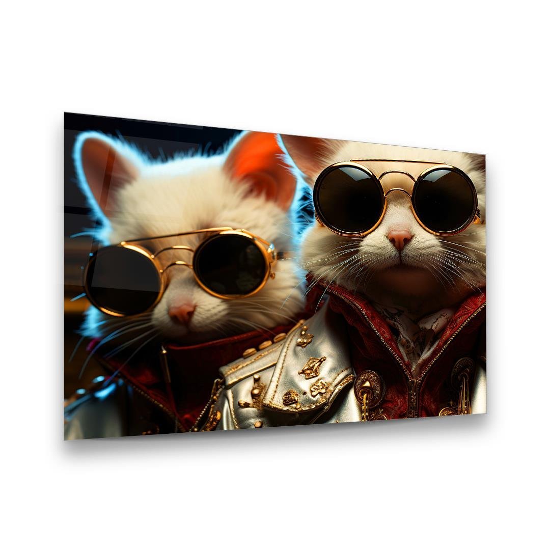 Funny Cats Glass Wall Art