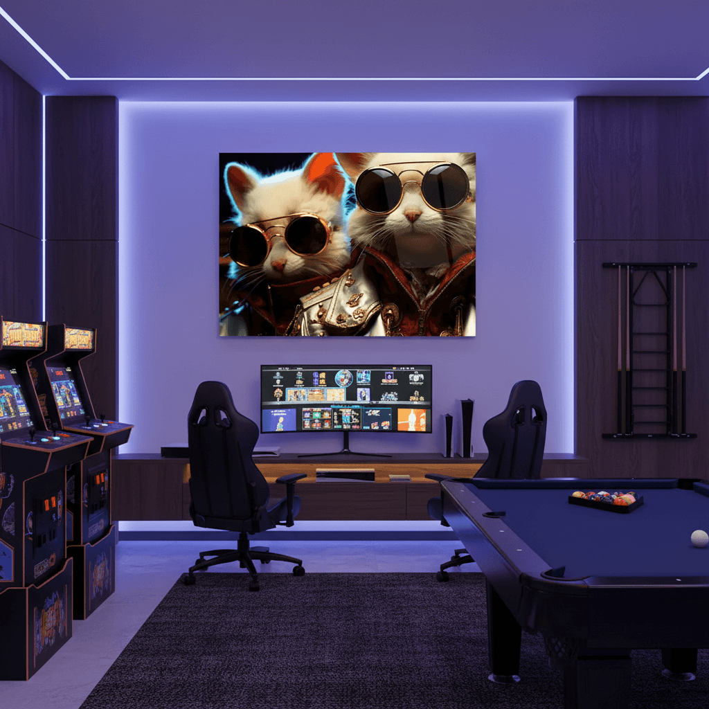 Drôle Cats Tableau en Verre Trempé