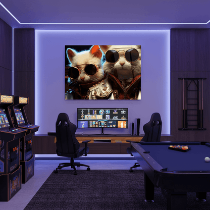 Drôle Cats Tableau en Verre Trempé