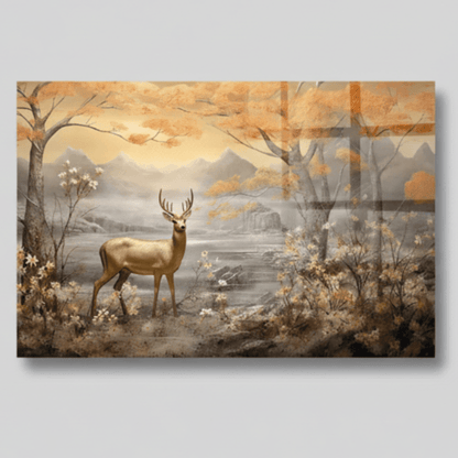 Cervo Quadro in Vetro Temperato