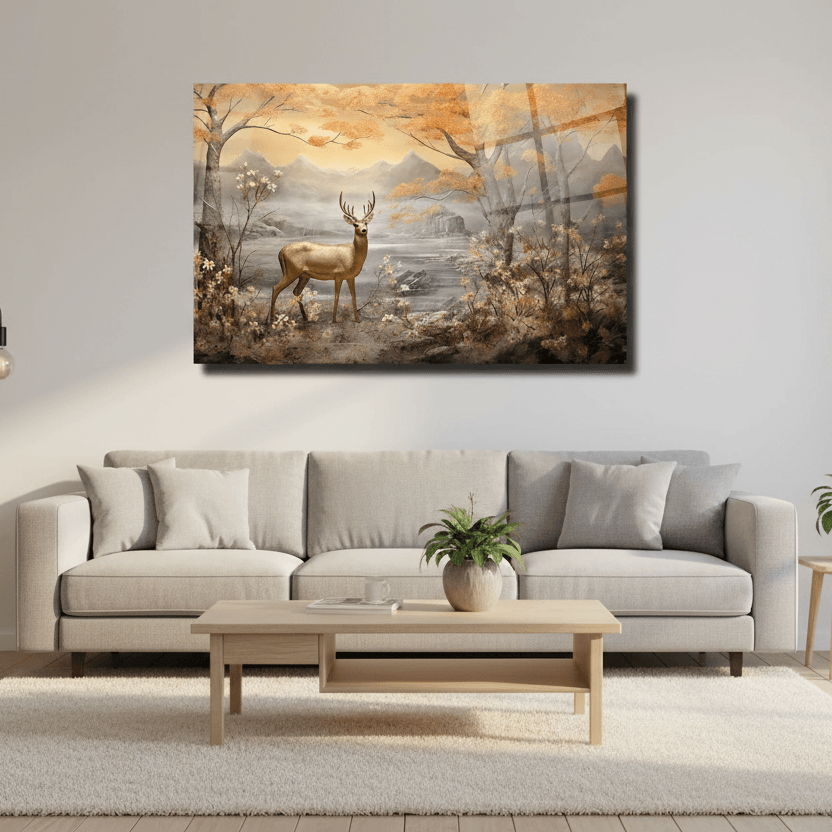 Cervo Quadro in Vetro Temperato