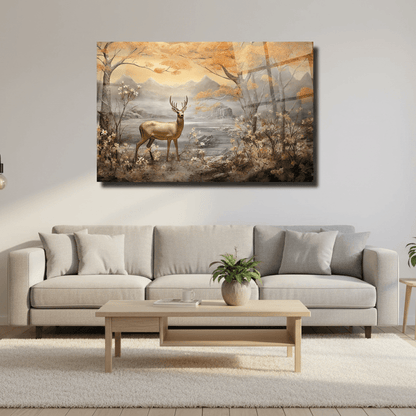 Cervo Quadro in Vetro Temperato