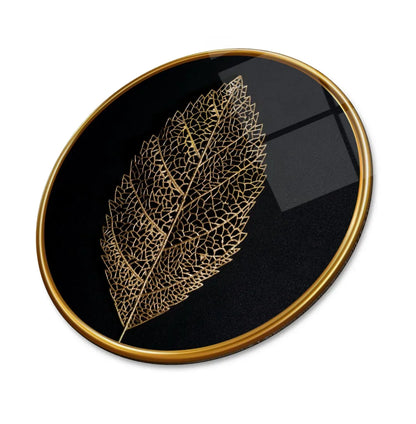 Golden Leaf Glass Wall Art - LUXARTDECO