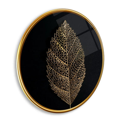 Golden Leaf Glass Wall Art - LUXARTDECO