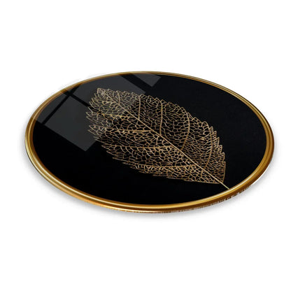 Golden Leaf Glass Wall Art - LUXARTDECO