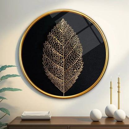 Golden Leaf Glass Wall Art - LUXARTDECO