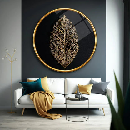 Golden Leaf Glass Wall Art - LUXARTDECO