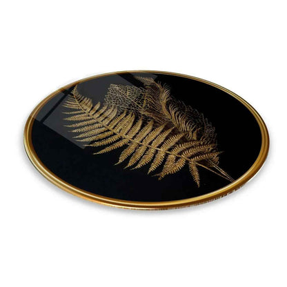 Golden Leaves Glass Wall Art