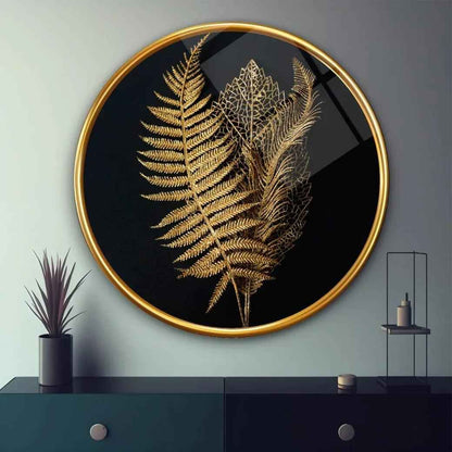 Golden Leaves Glass Wall Art
