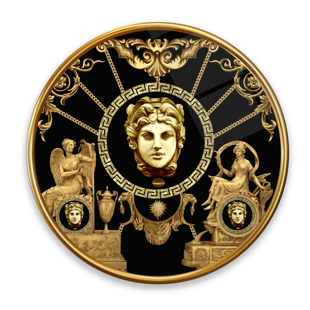 Art mural en verre noir et or