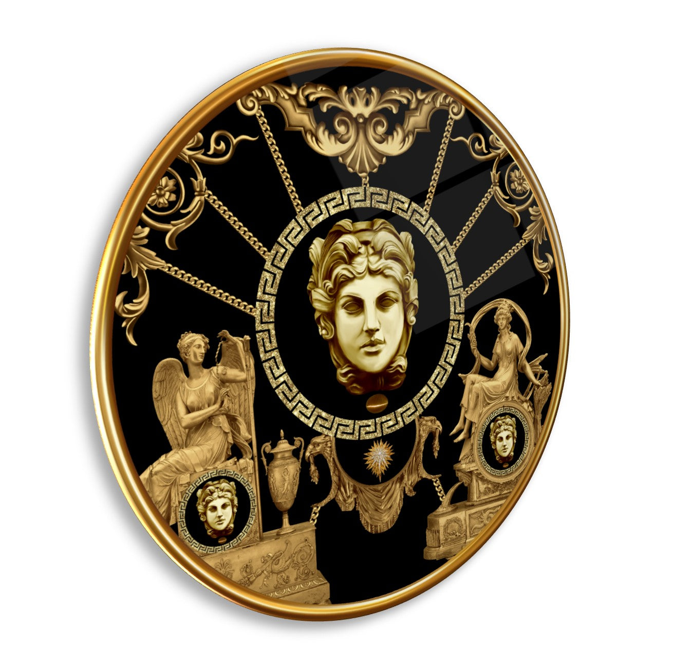 Art mural en verre noir et or