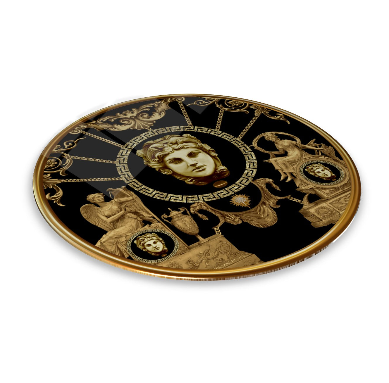 Art mural en verre noir et or