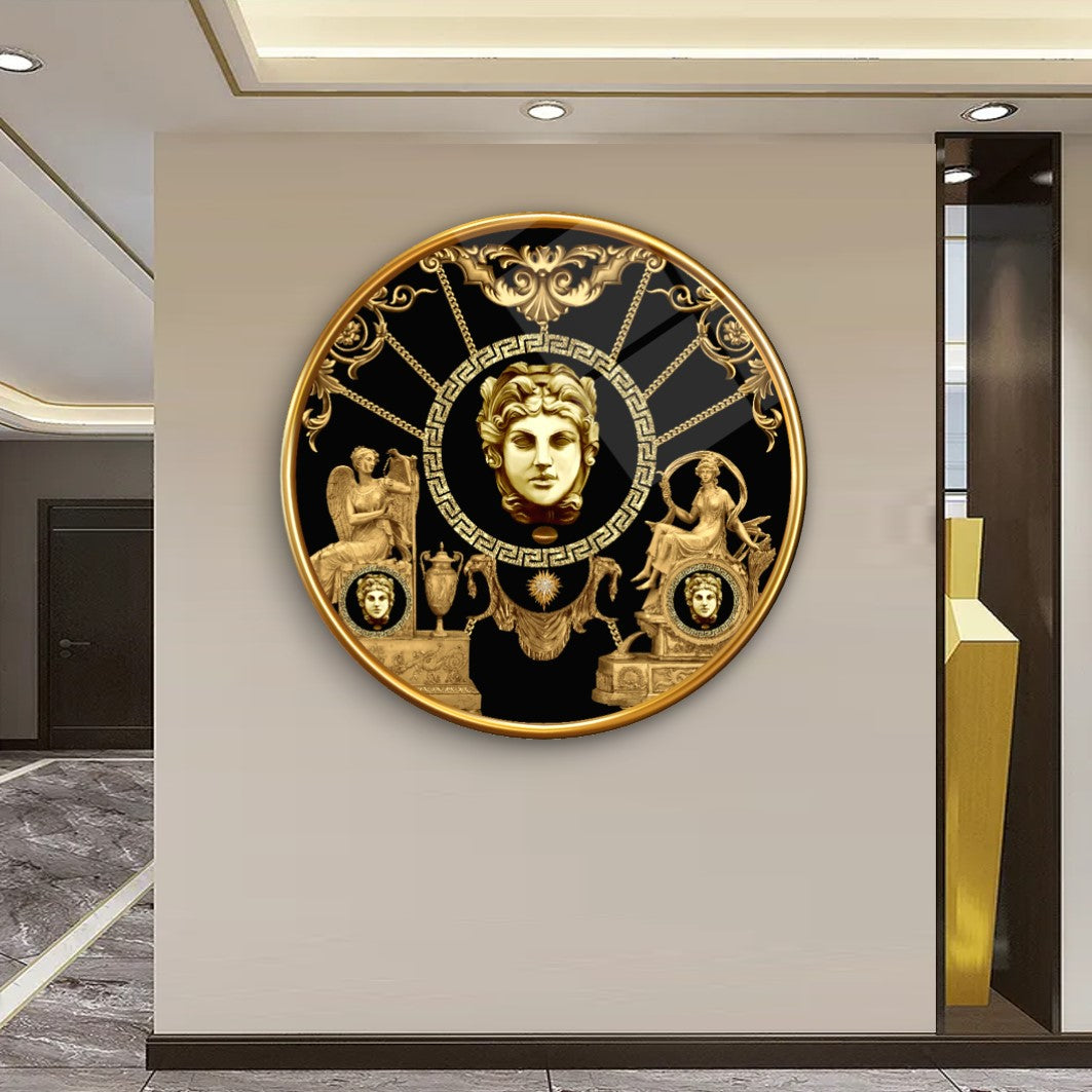 Art mural en verre noir et or