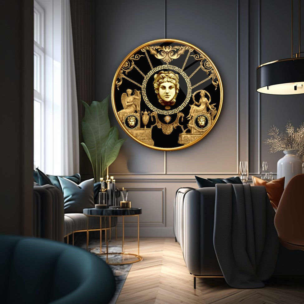 Art mural en verre noir et or