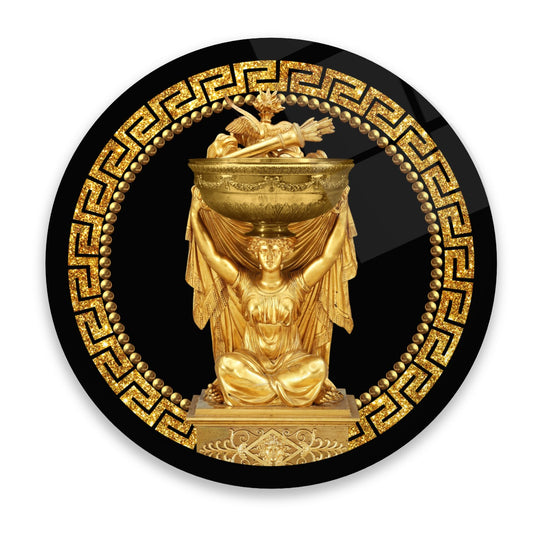 Gold Statue Glass Wall Art