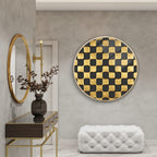 Art mural abstrait en verre doré