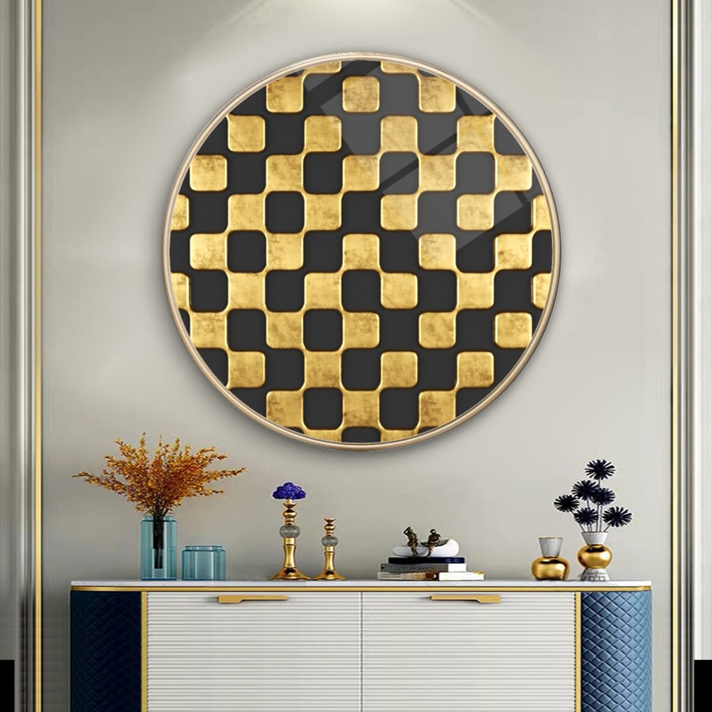 Art mural abstrait en verre doré