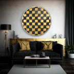 Art mural abstrait en verre doré