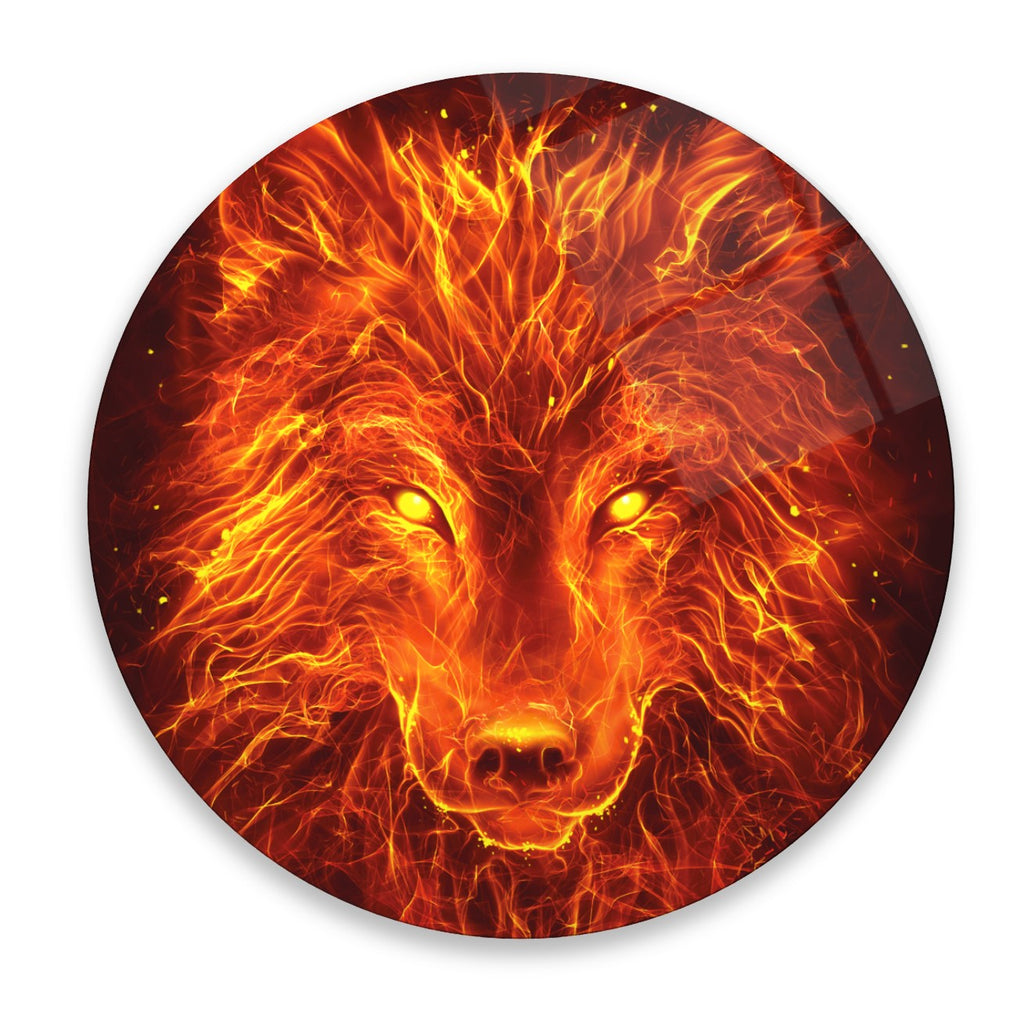 Décoration murale en verre Fire Wolf