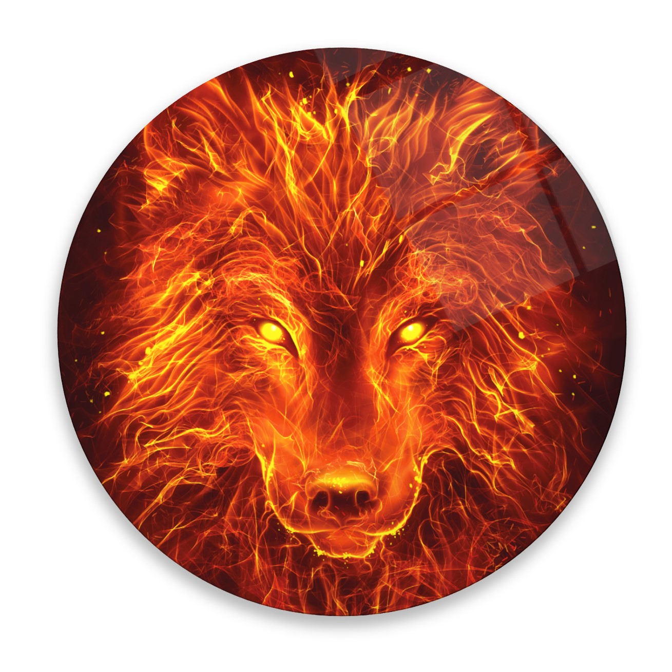 Décoration murale en verre Fire Wolf