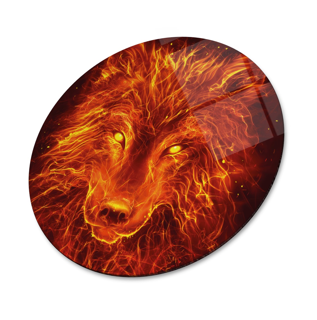 Décoration murale en verre Fire Wolf