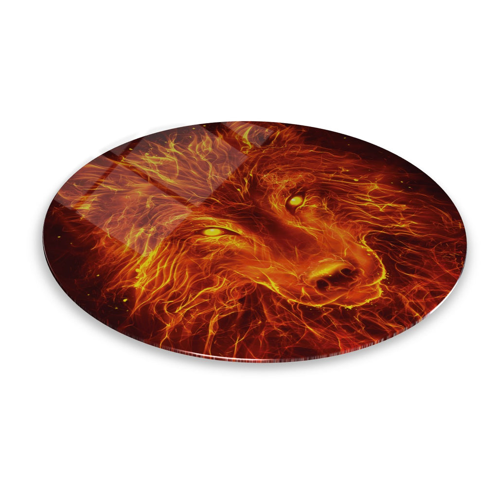 Décoration murale en verre Fire Wolf