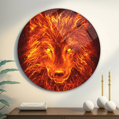 Fire Wolf Glass Wall Art - LUXARTDECO