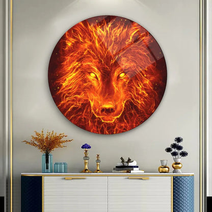 Fire Wolf Glass Wall Art - LUXARTDECO