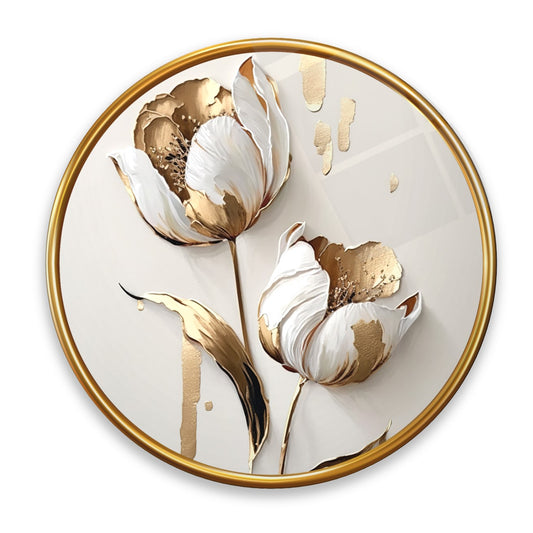 Gold Flower Glass Wall Art
