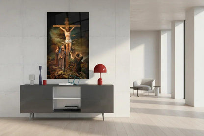 Jesus on Cross Glass Wall Art - LUXARTDECO