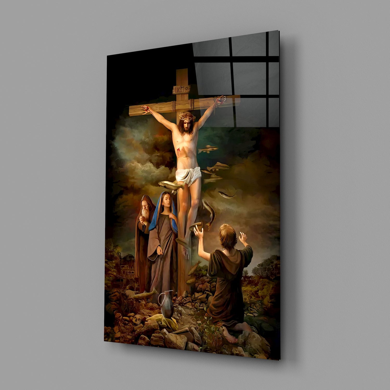 Tableau mural en verre Jésus en croix