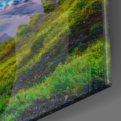 Kirkjufellsfoss Waterfall and View Glass Wall Art - LUXARTDECO