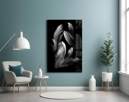Feather Glass Wall Art - LUXARTDECO